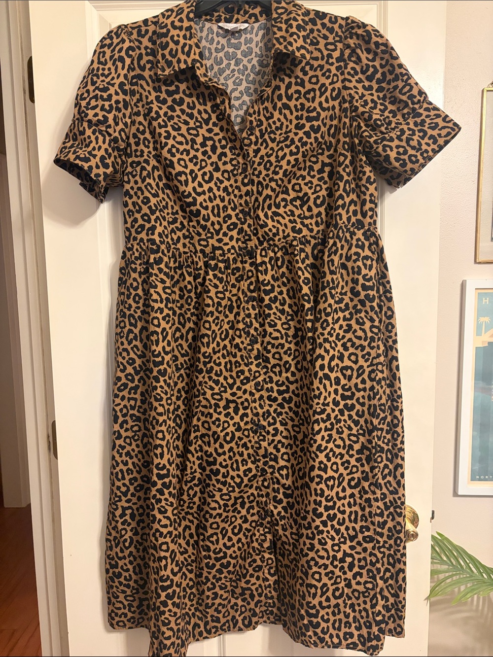 crown & ivy Leopard Print Midi Dress - Tan & Black